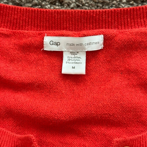GAP Vibrant Red/Orange Women's Cardigan black white striped button trim M - Picture 2 of 3
